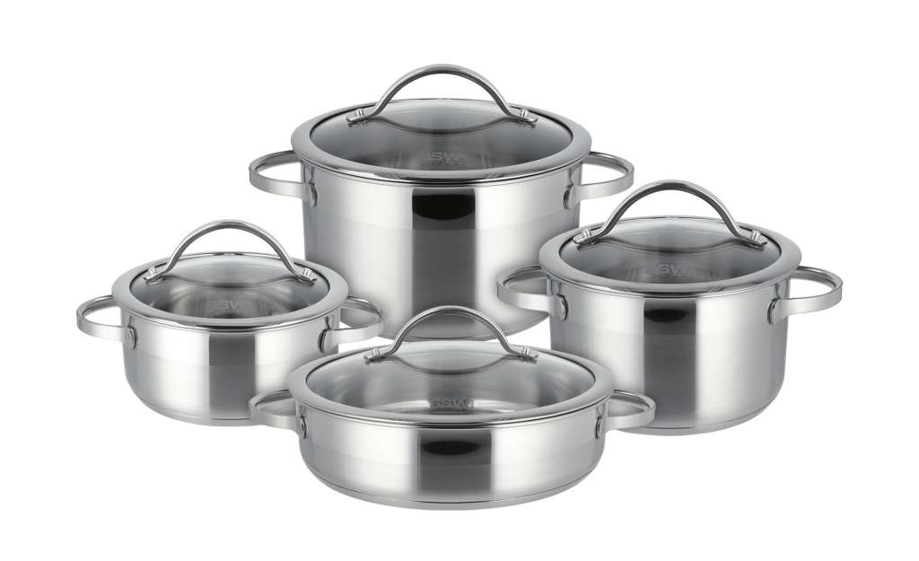 Stolze Topfset, 8-teilig  Pulpo ¦ silber ¦ Edelstahl Töpfe & Pfannen & Zubehör > Topf und Pfannen-Sets - Höffner