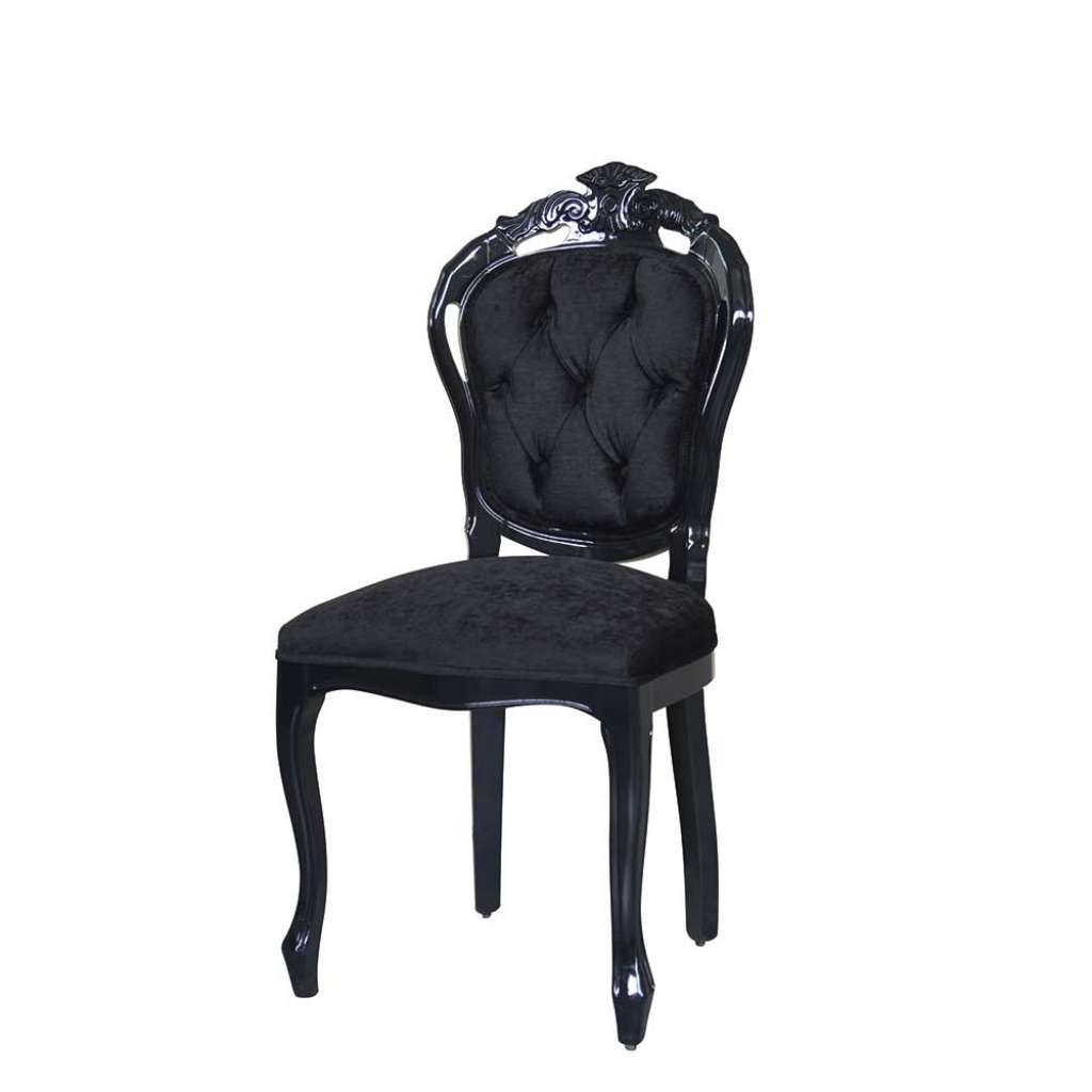 Polsterstuhl in Schwarz Samt Barock Design