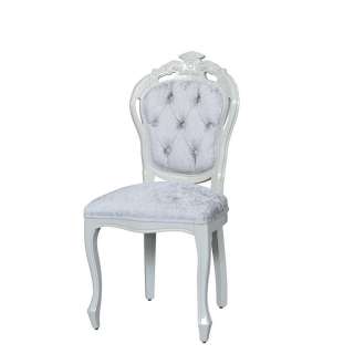 Design Stuhl in Weiß Samt Barockstil