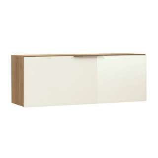 Klappen Hängeschrank in Weiß und Eiche Optik 90 cm breit