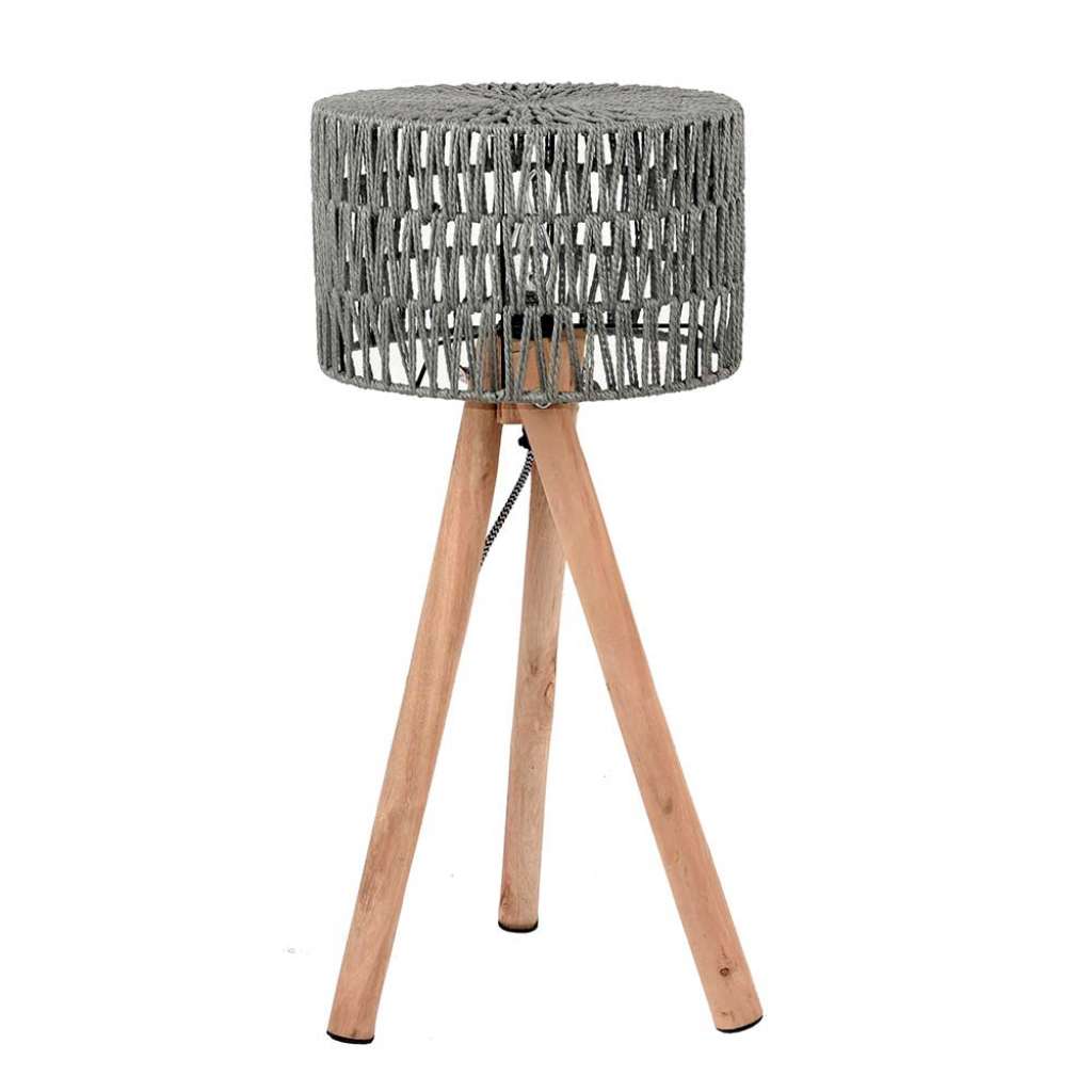 Tischlampe im Skandi Design Kordel Schirm