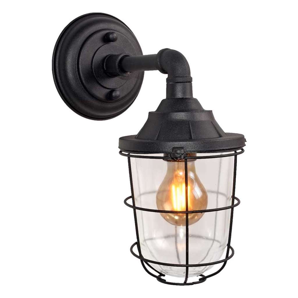 Wandleuchte in Schwarz Metall und Glas