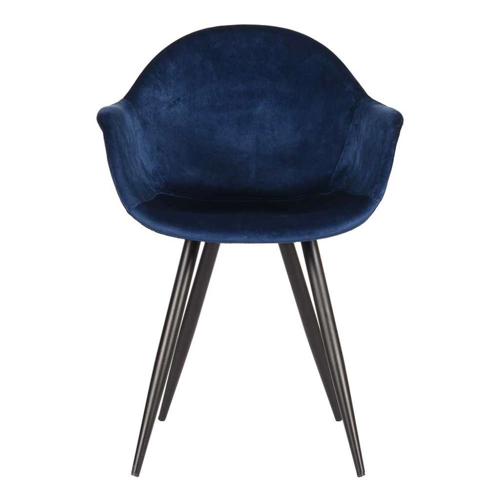 Armlehnenstuhl in Blau Samt Metallgestell