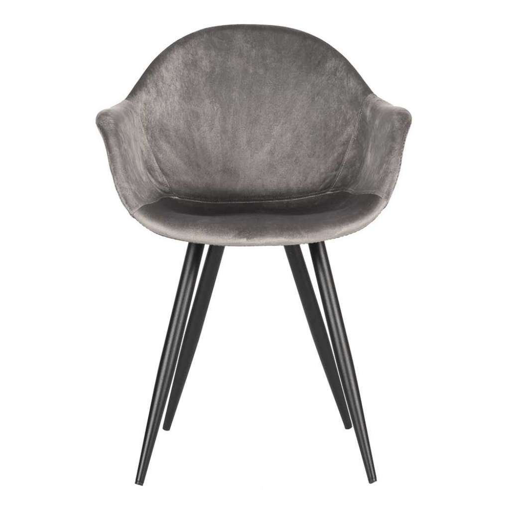 Samt Polsterstuhl in Grau Armlehnen