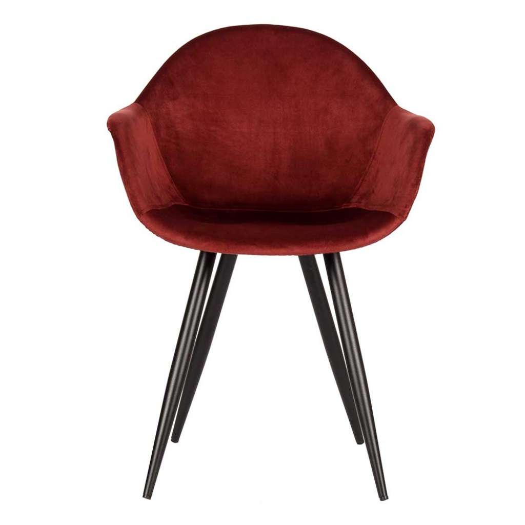 Samt Esszimmerstuhl in Rot Armlehnen