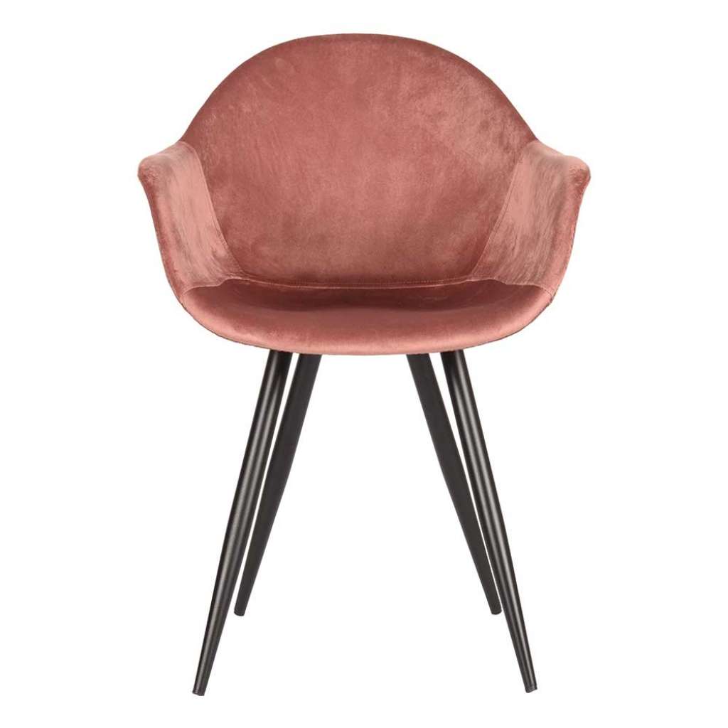 Samt Armlehnenstuhl in Altrosa Metallgestell