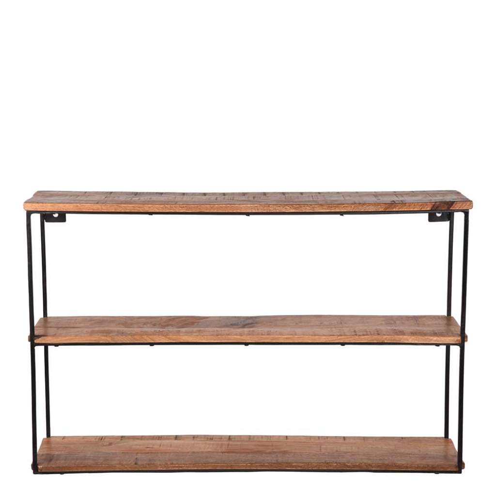Hängeregal aus Mangobaum Massivholz und Metall 80 cm breit