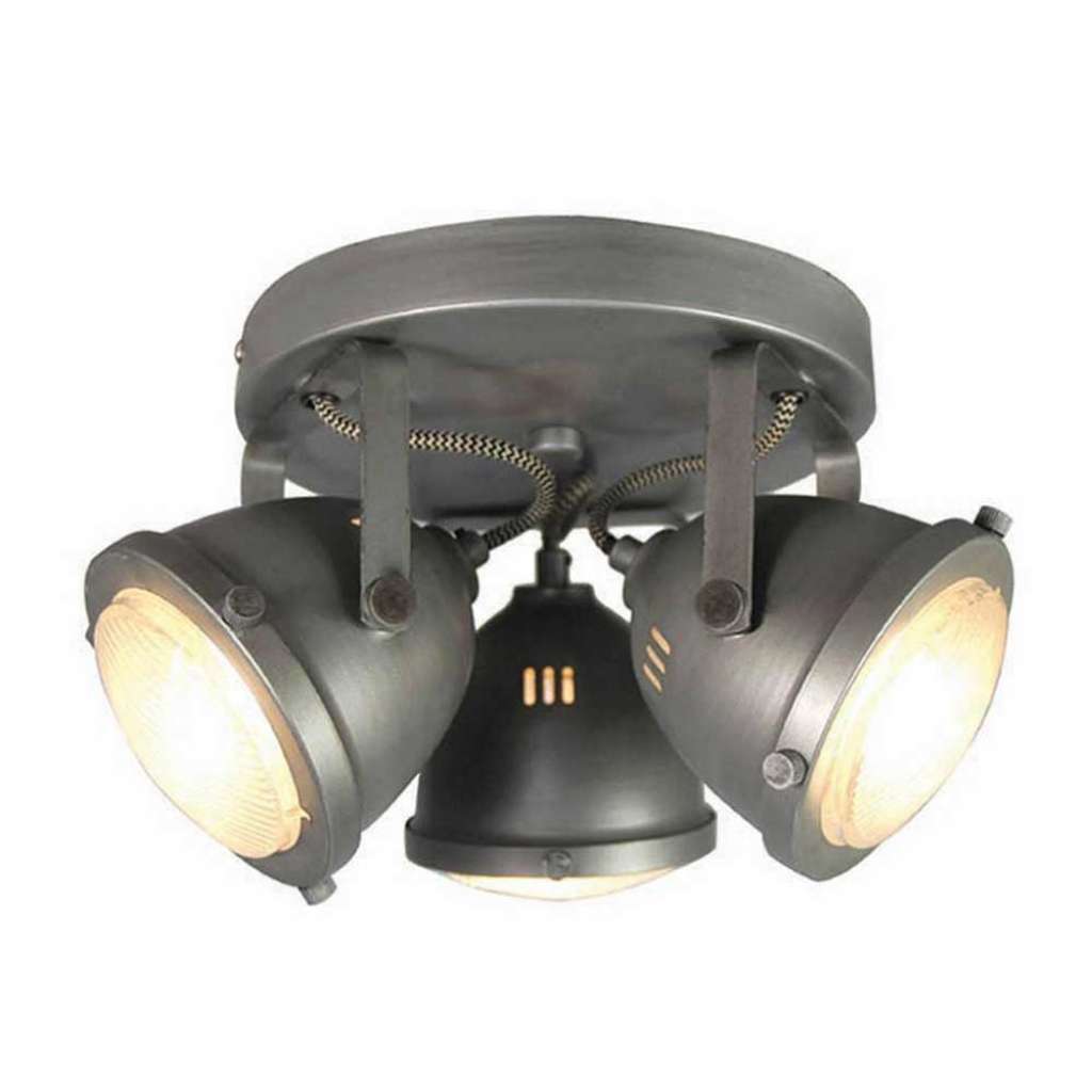 Deckenlampe in Grau Metall und Glas