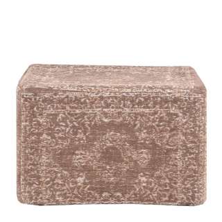 Vintage Pouf in Braun und Beige Webstoff