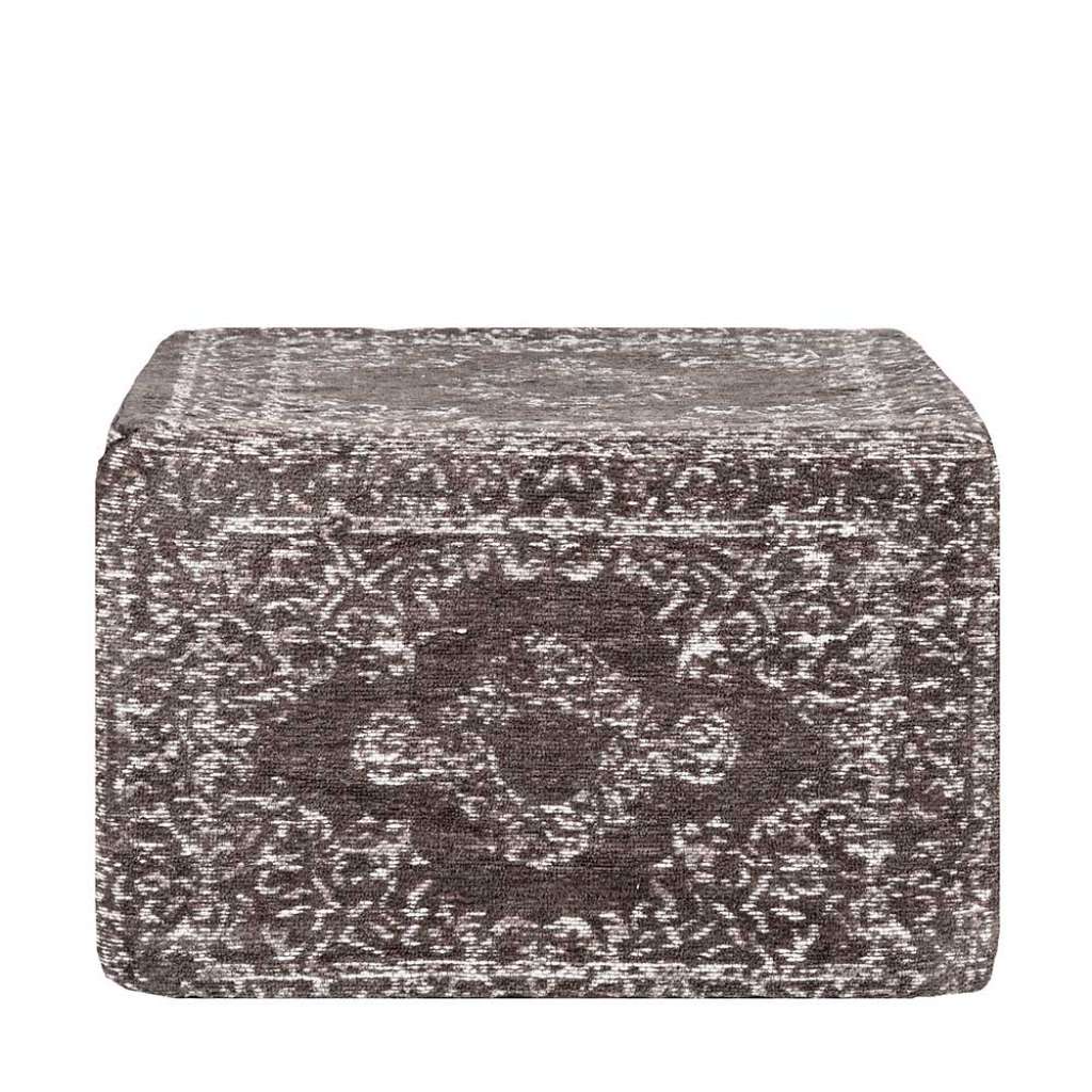 Polsterhocker in Anthrazit Webstoff Vintage Design