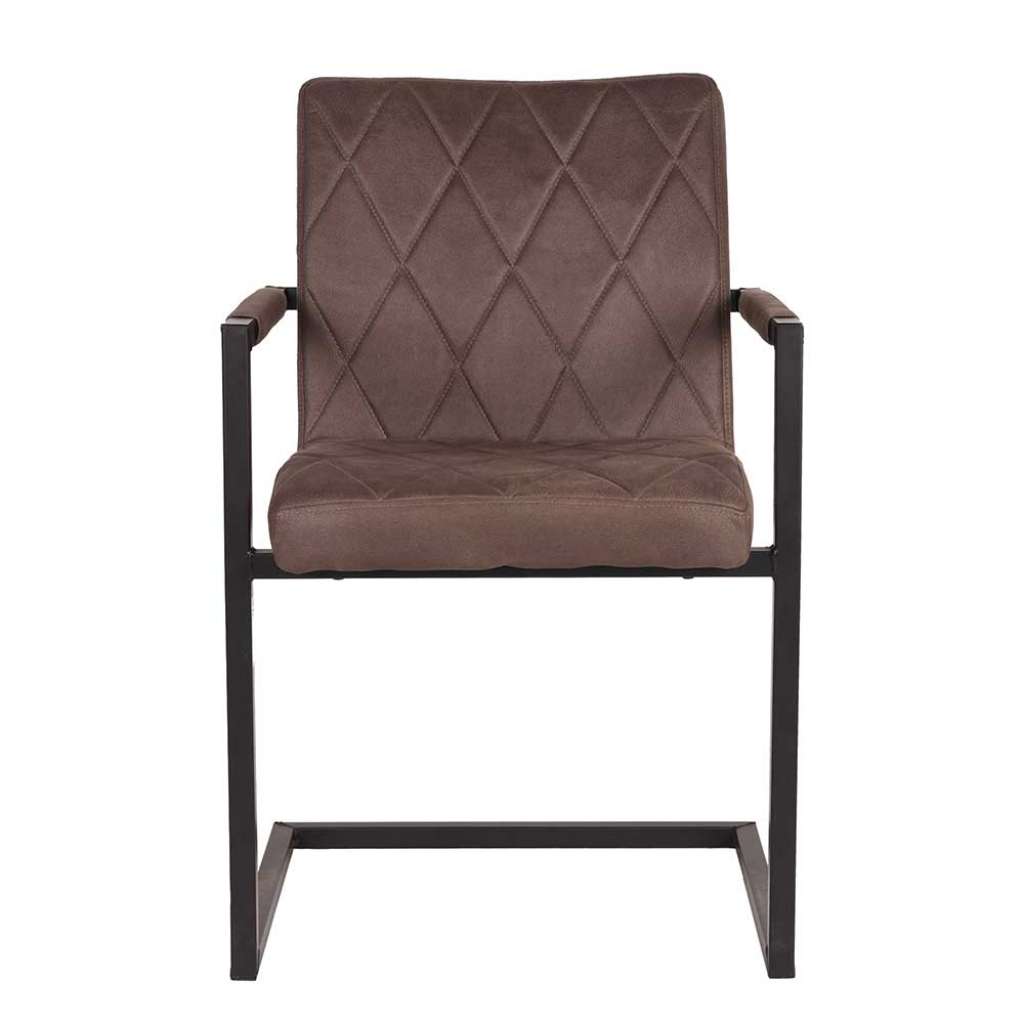 Armlehnen Schwingstuhl in Dunkelbraun Microfaser Metallgestell