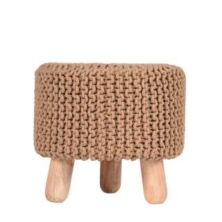 Strick Hocker in Beige Landhaus Design