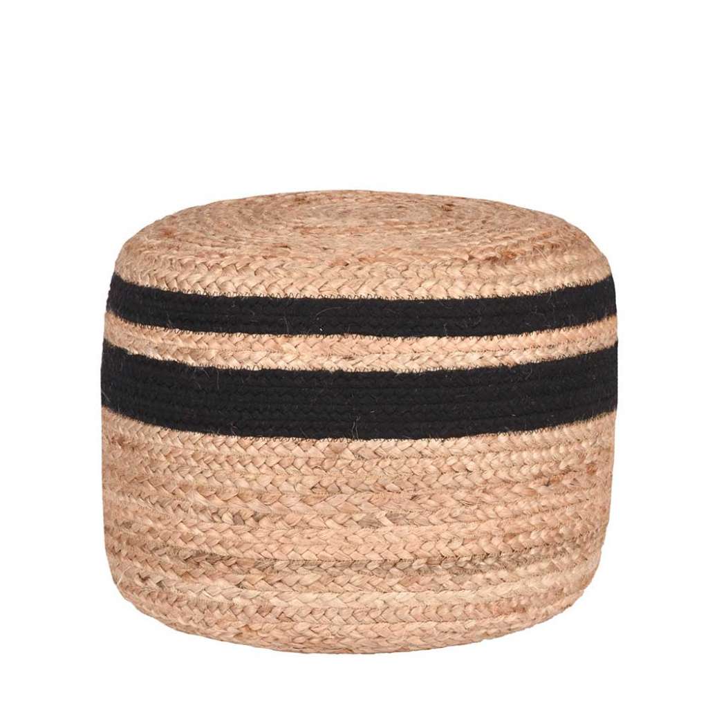 Sitzpouf aus Geflecht Beige und Schwarz