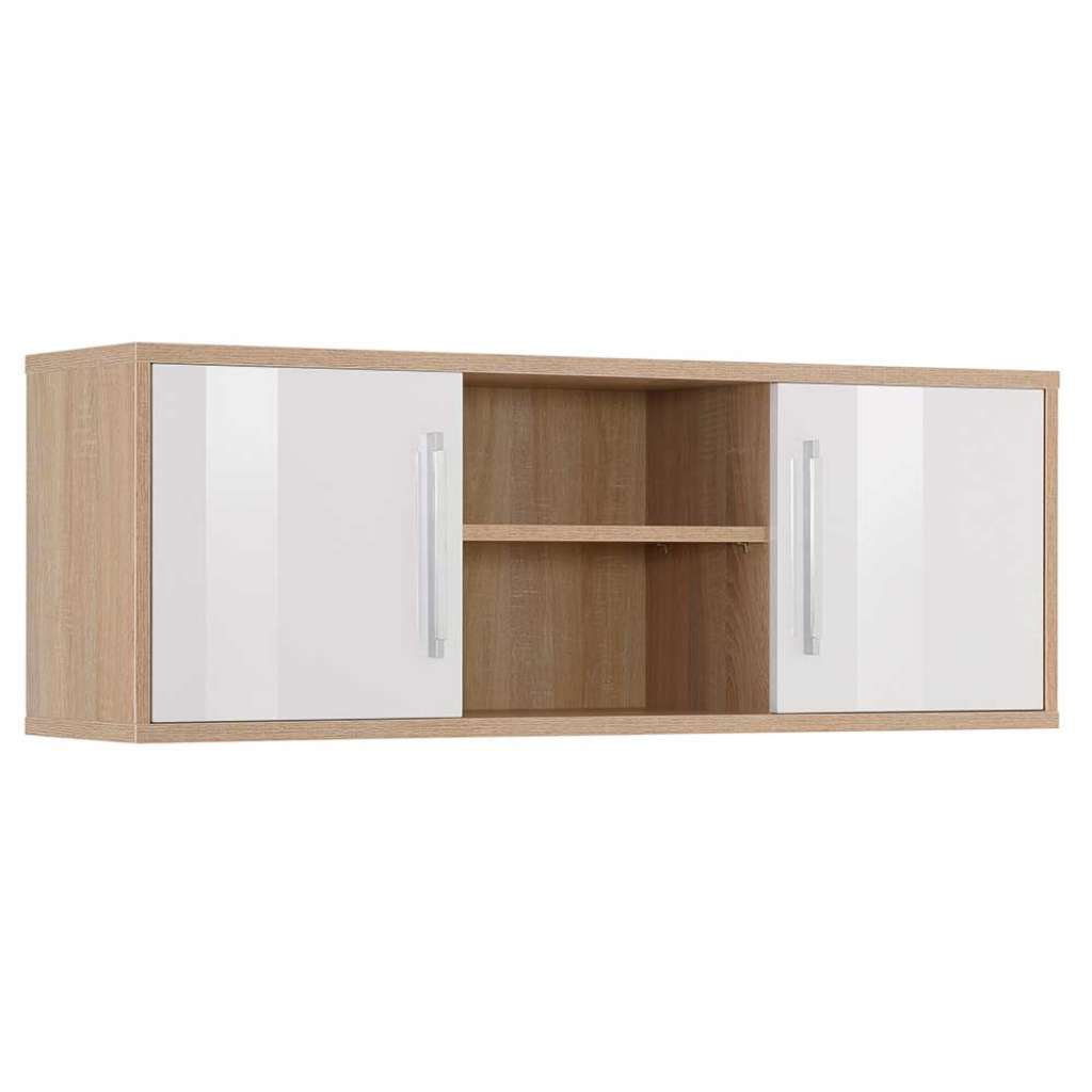 Büro Hängeschrank in Hochglanz Weiß und Eiche Sonoma Made in Germany