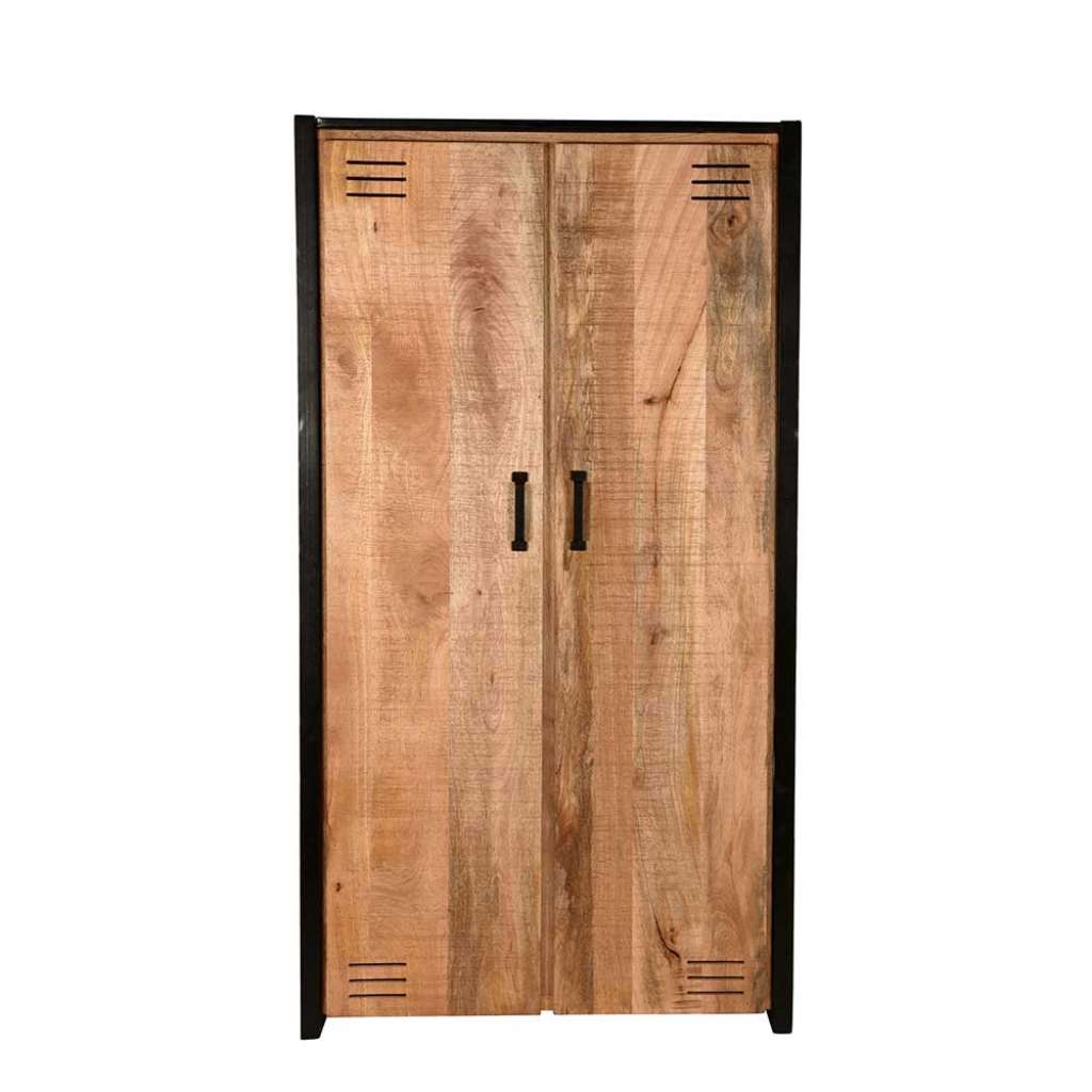 Loft Schrank aus Mangobaum Massivholz und Metall 100 cm breit