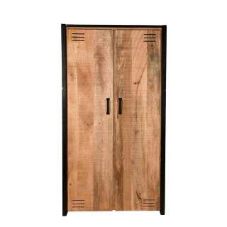 Loft Schrank aus Mangobaum Massivholz und Metall 100 cm breit