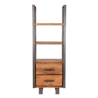 Standregal aus Mangobaum Massivholz und Metall 185 cm hoch