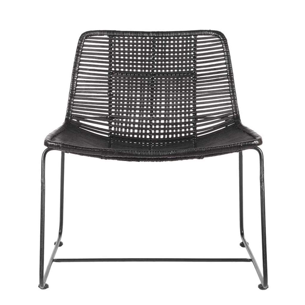 Lounge Sessel aus Rattan Schwarz