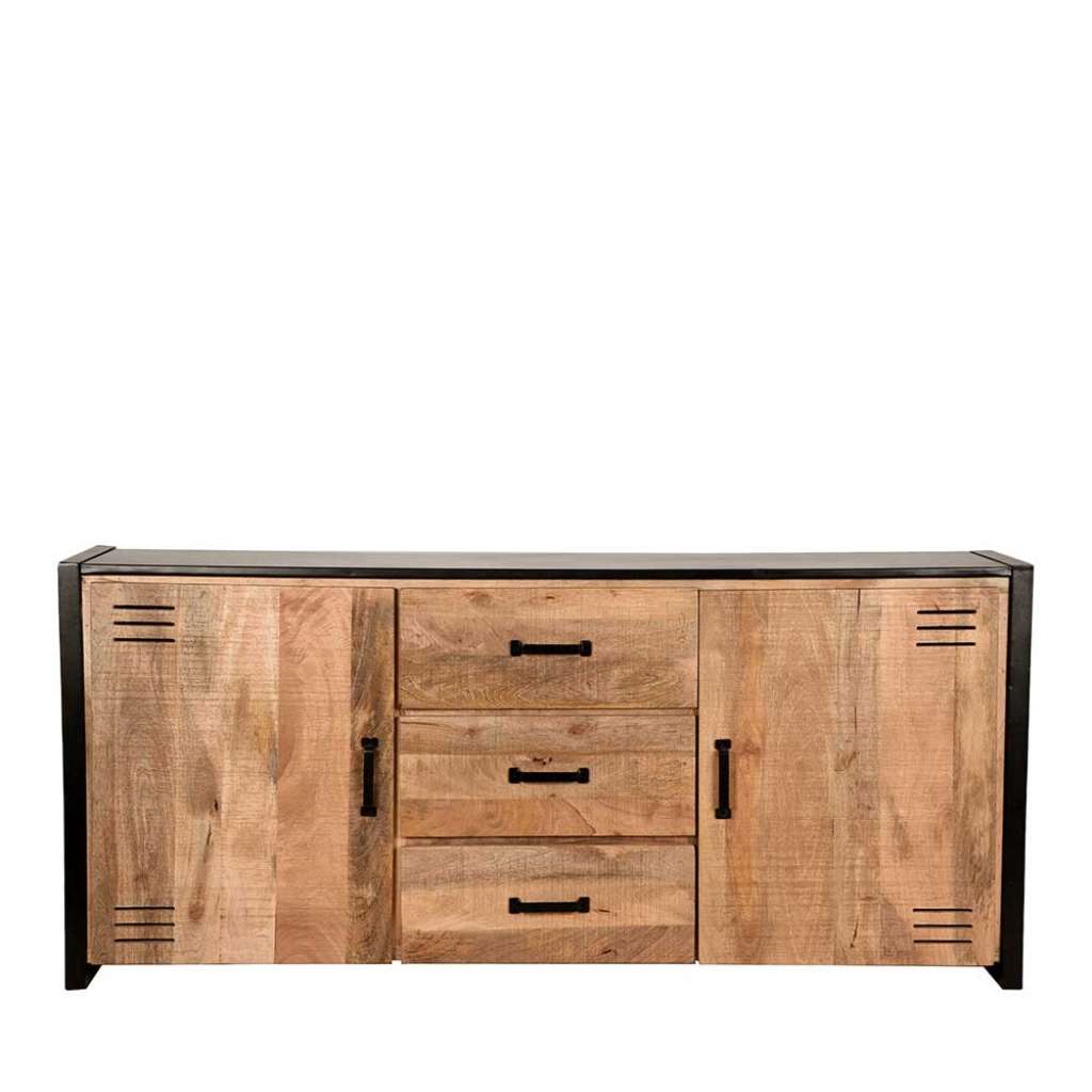 Industry Sideboard aus Mangobaum Massivholz und Metall 190 cm breit