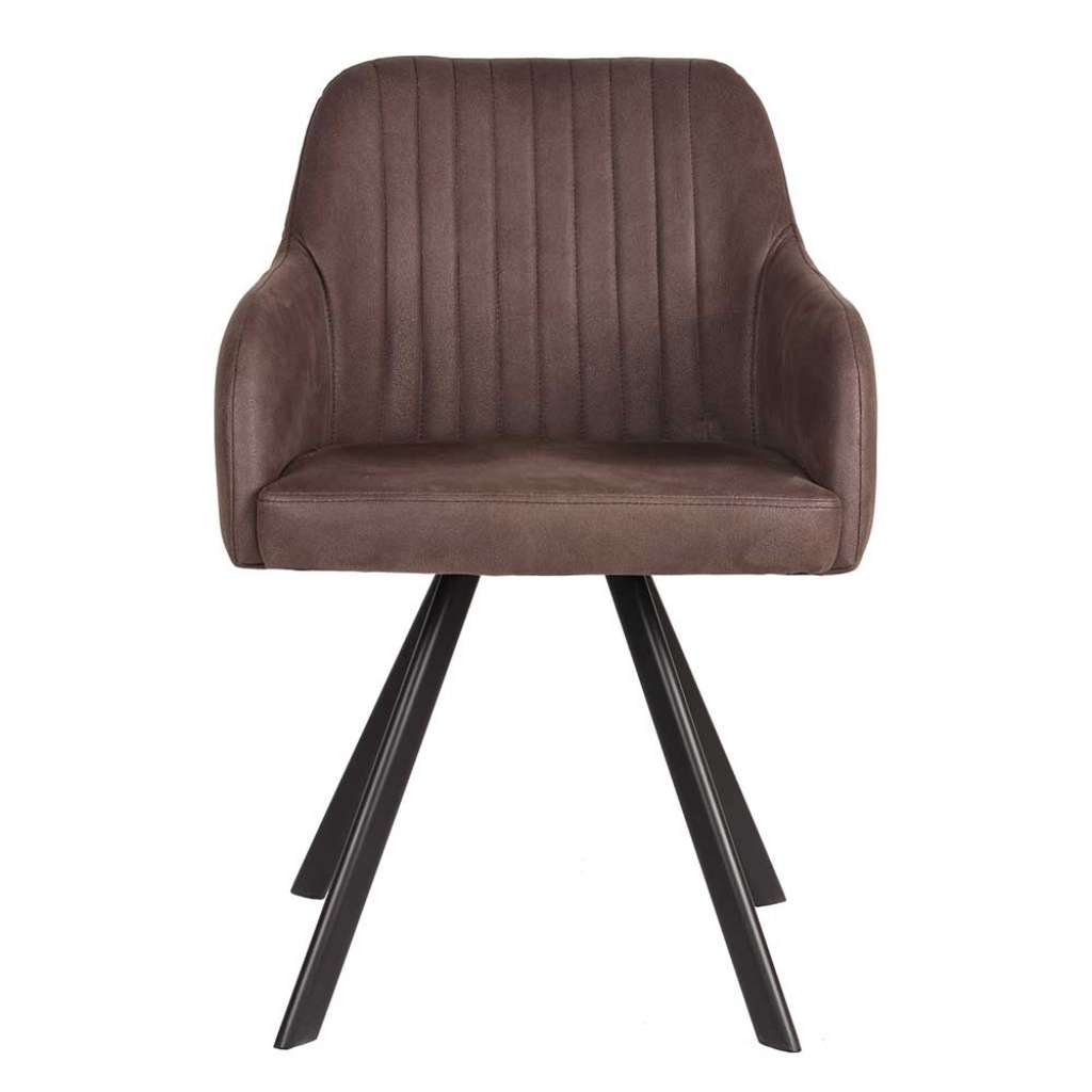 Armlehnstuhl in Graubraun Microfaser Metallgestell