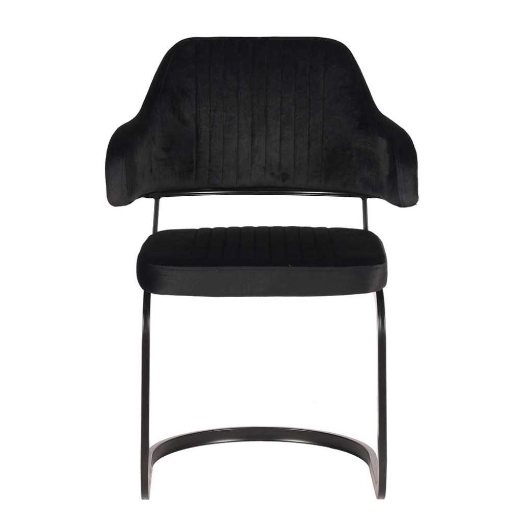 Freischwinger in Schwarz Samt Armlehnen