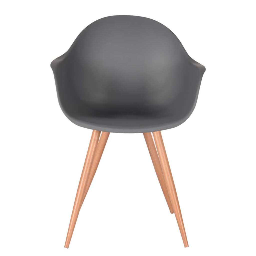 Kunststoff Küchenstuhl in Anthrazit Metallgestell in Eiche Optik