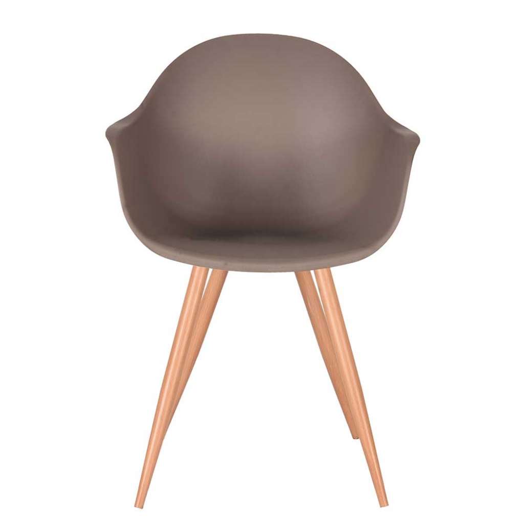 Esszimmerarmlehnstuhl in Braun Kunststoff Metallgestell und Eiche Optik