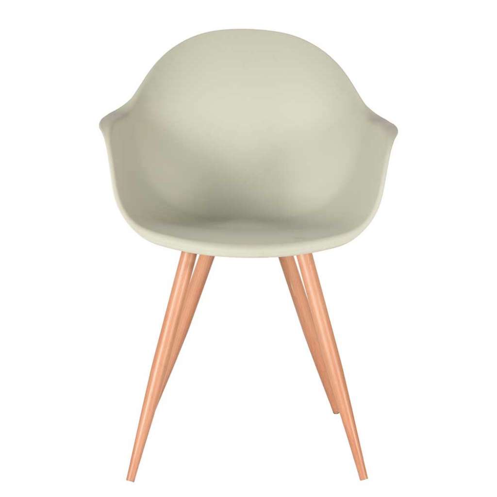 Armlehnen Kunststoffstuhl in Grau Metallgestell in Eiche Optik