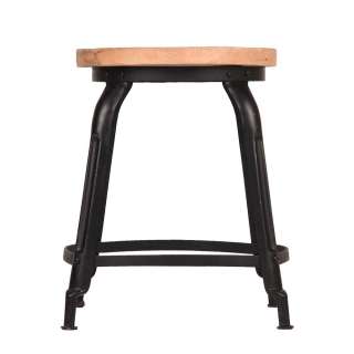 Hocker aus Mangobaum Massivholz und Metall naturbelassen