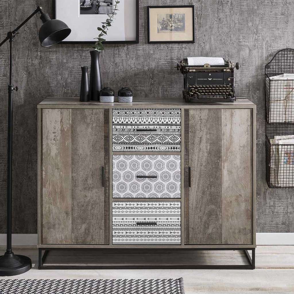 Modernes Sideboard in Grey Wash Optik 120 cm breit