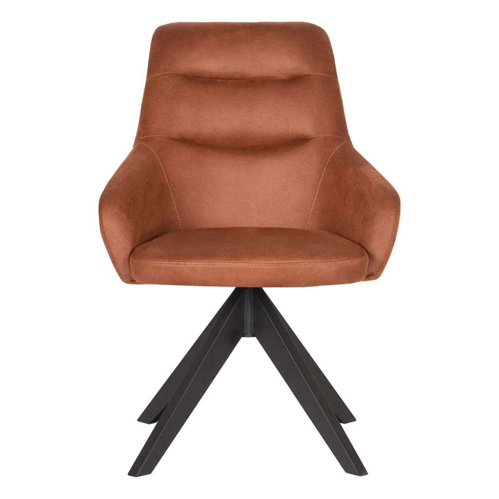Drehbarer Polsterstuhl in Cognac Braun Microfaser modern