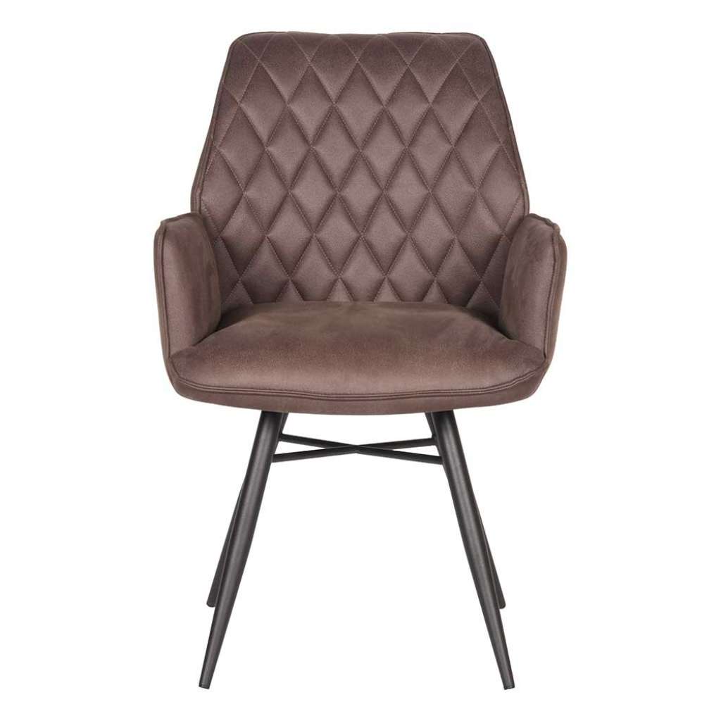 Esszimmerstuhl in Graubraun Microfaser Armlehnen