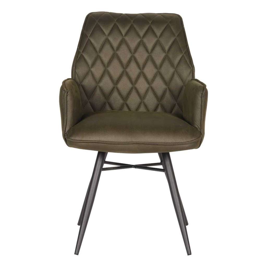 Essstuhl in Olivgrün Microfaser Armlehnen