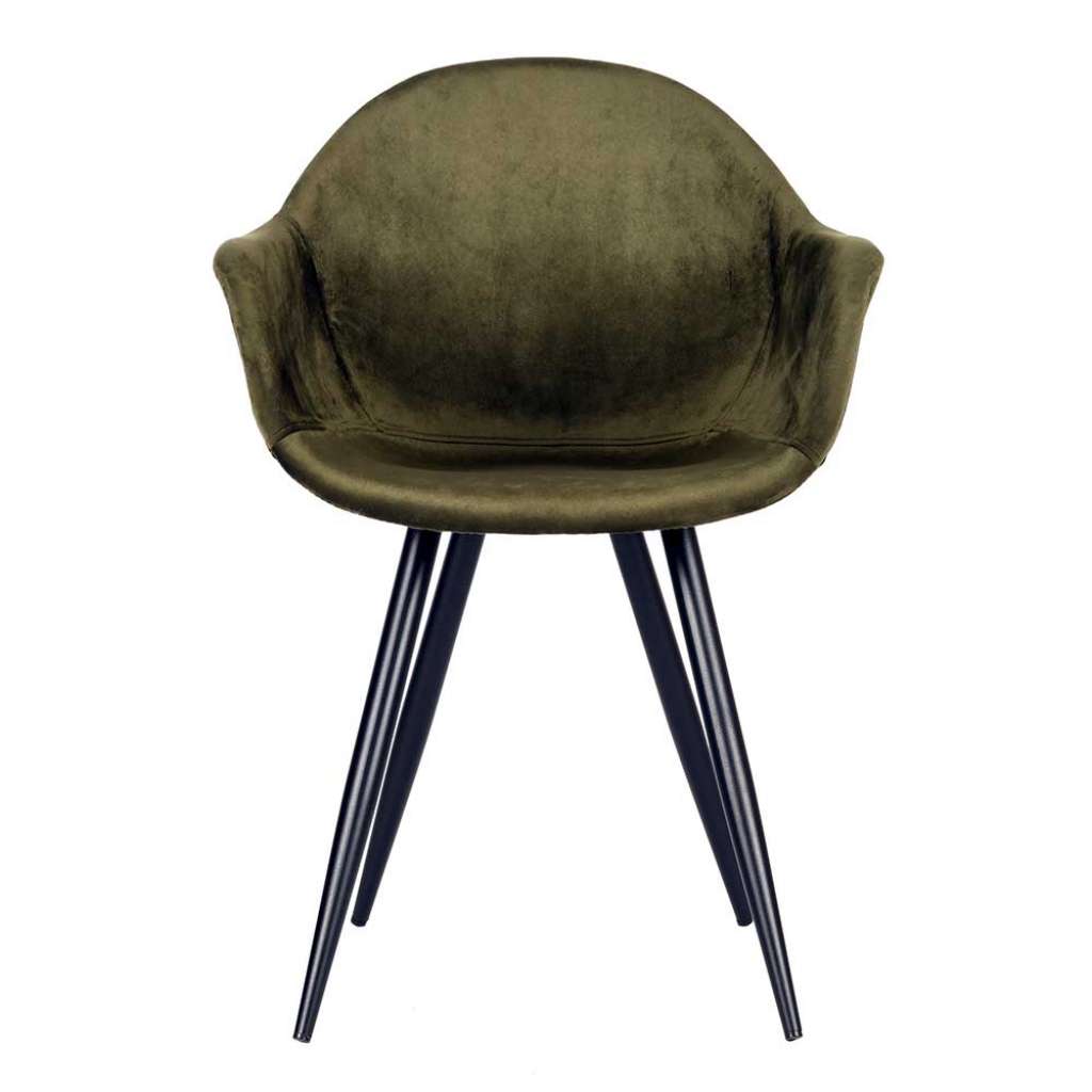 Samt Esszimmerstuhl in Olivgrün Armlehnen