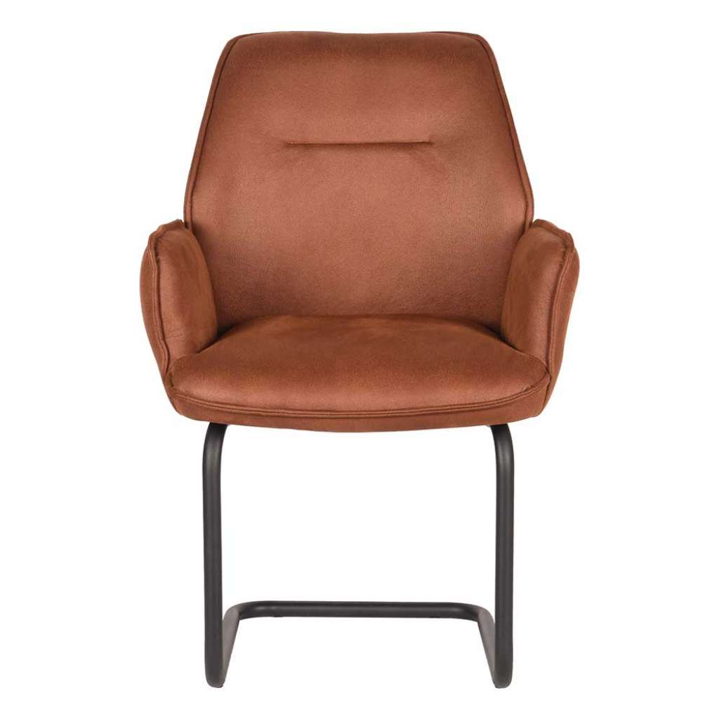 Freischwinger in Cognac Braun Microfaser Armlehnen