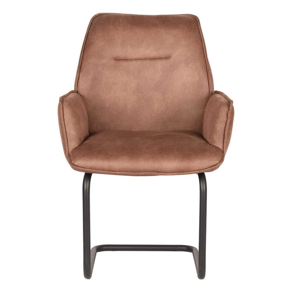 Freischwinger Stuhl in Braun Microfaser Armlehnen