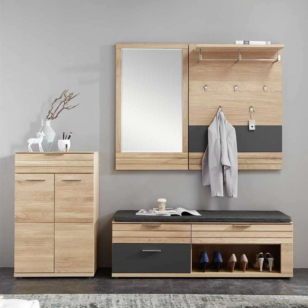 Garderoben Set in Eiche Bianco modern