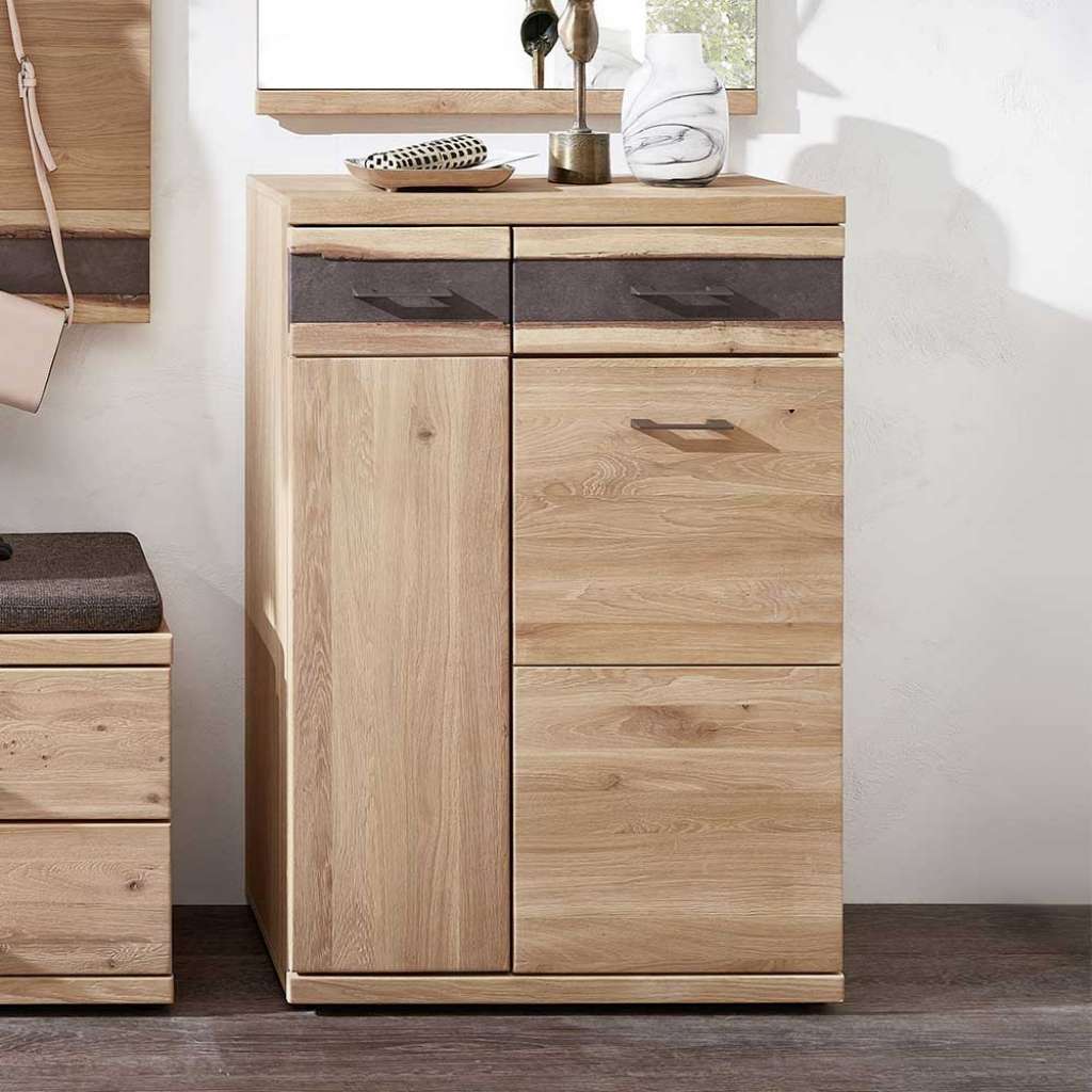 Garderoben Schuhschrank mit Wildeiche furniert 105 cm hoch