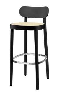 Thonet - 118 H Barhocker - Buche schwarz gebeizt - Sitz Rohrgeflecht - indoor