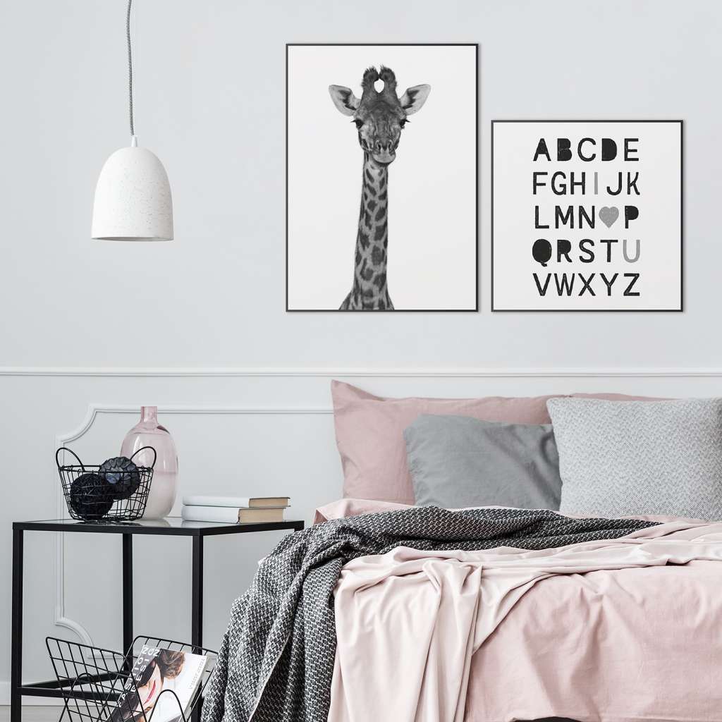 home24 Bildset Alphabet & Giraffe (2-teilig)