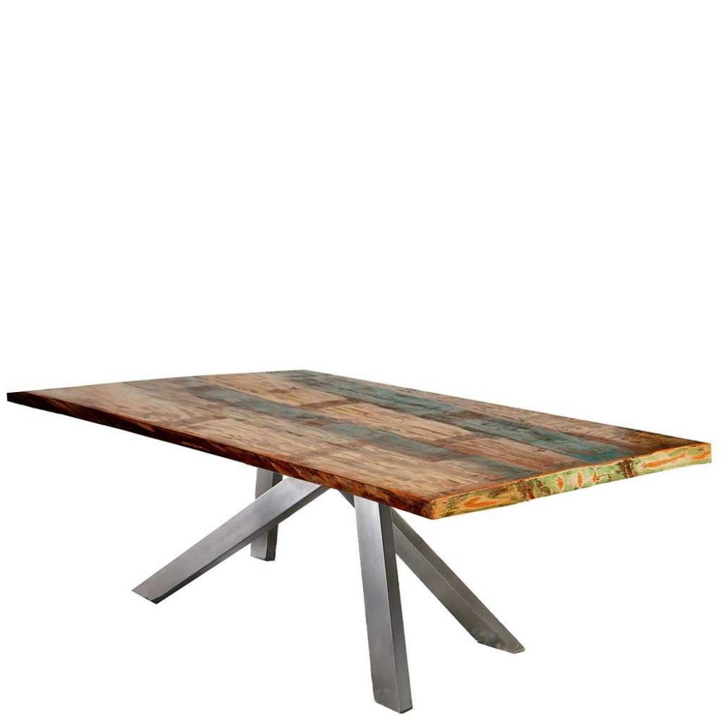 Esszimmer Tisch in Bunt Recyclingholz und Metall