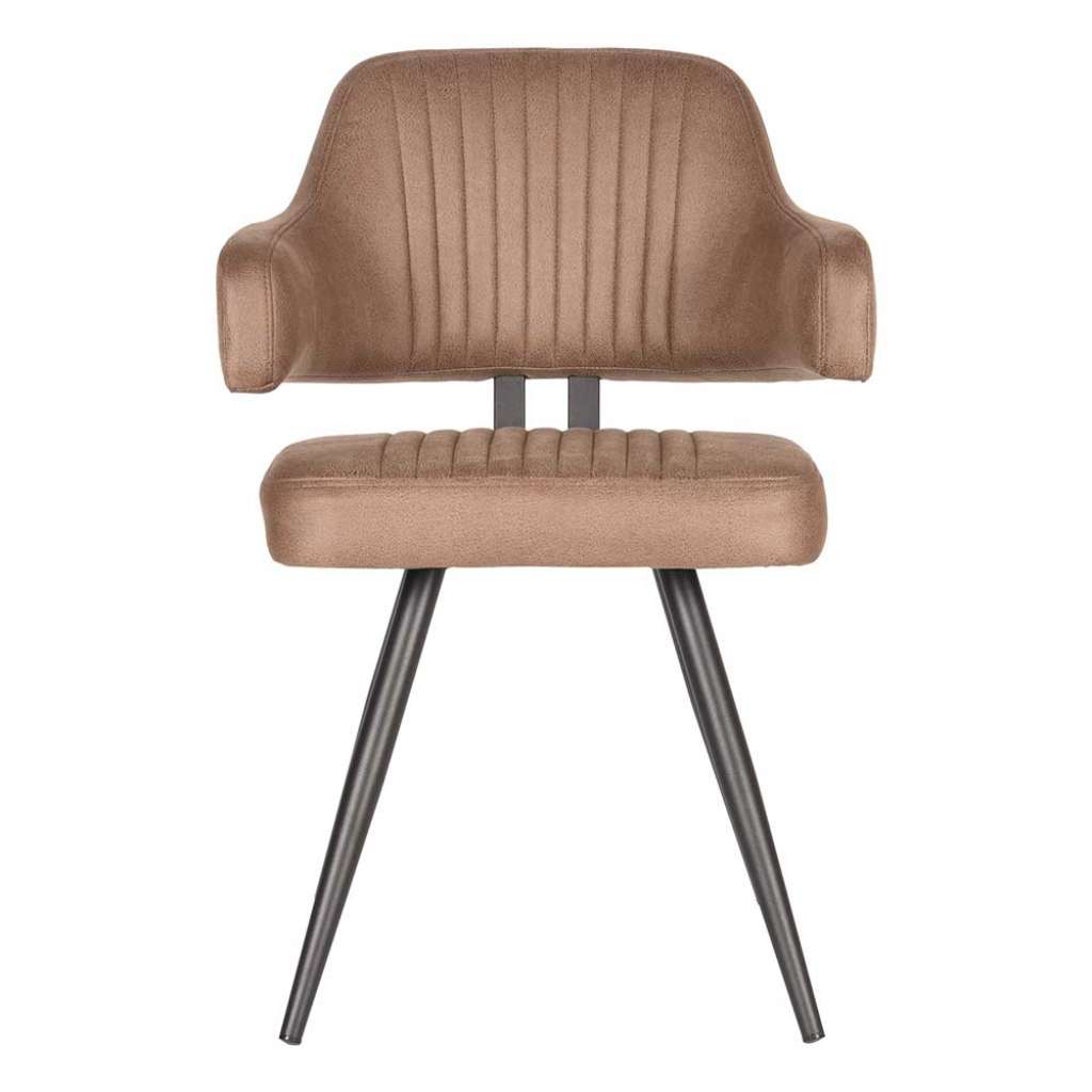 Esstischstuhl in Hellbraun Microfaser Metallgestell in Schwarz