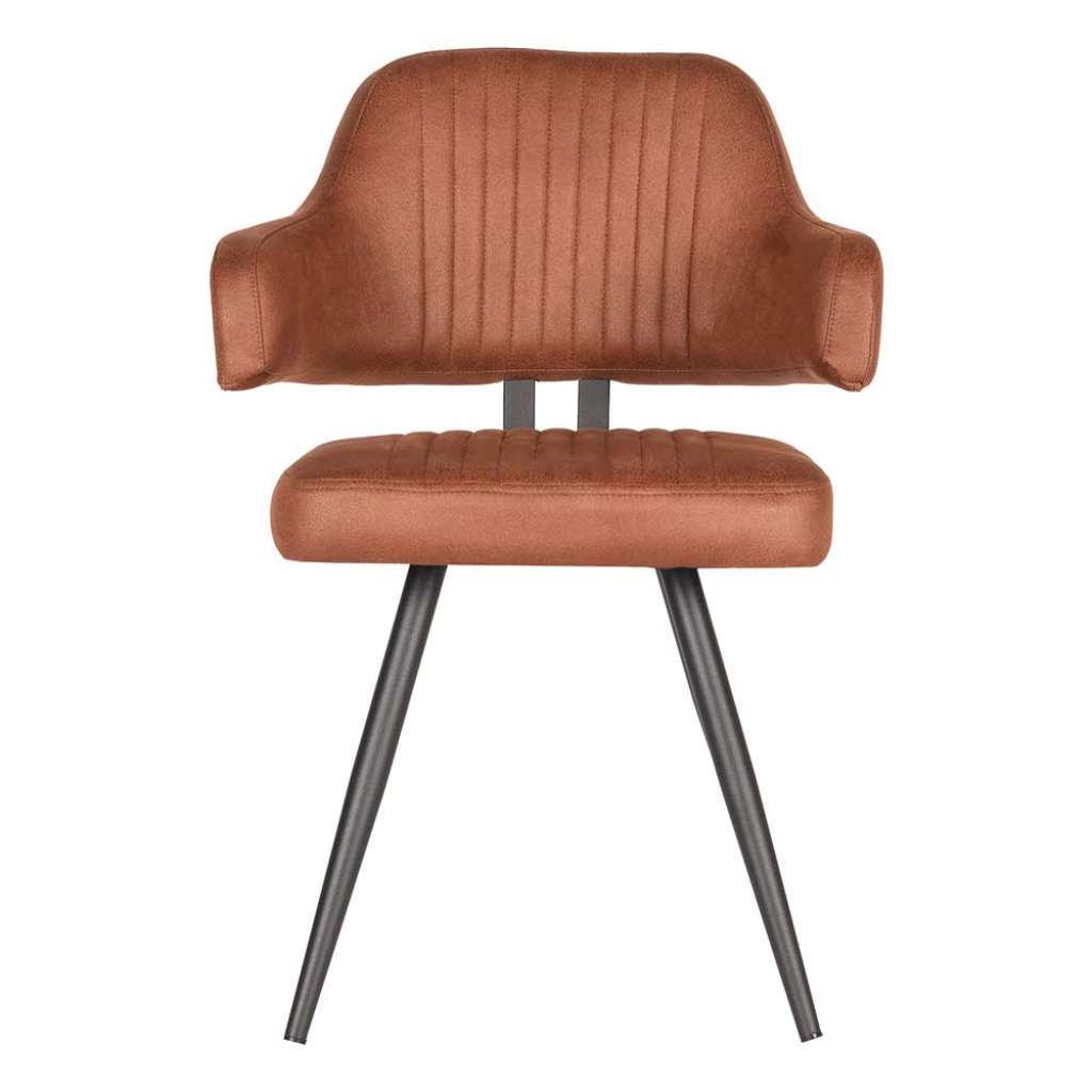 Armlehnenstuhl in Cognac Braun Microfaser modern