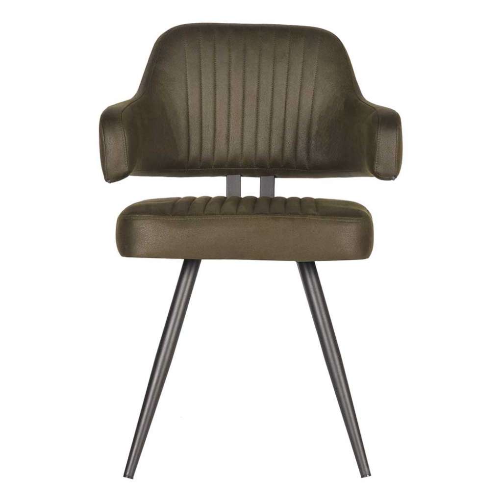 Armlehnen Polsterstuhl in Olivgrün Microfaser modern