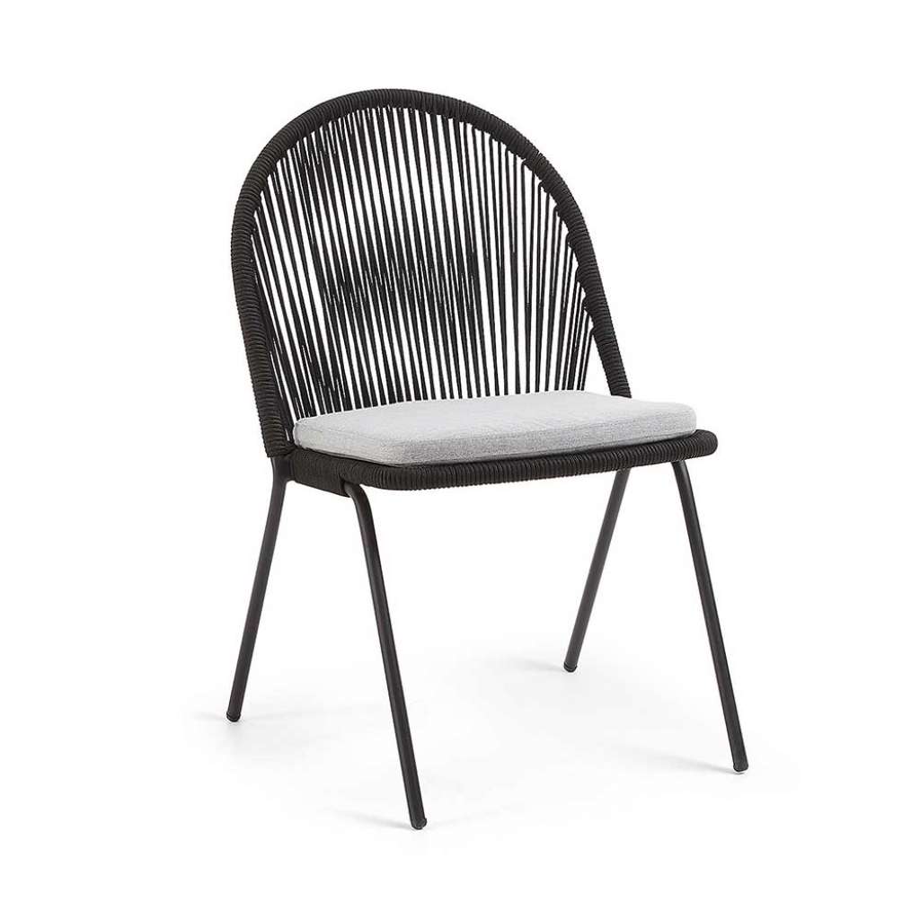 In- und Outdoor Flechtsessel in Schwarz Retro Design (4er Set)