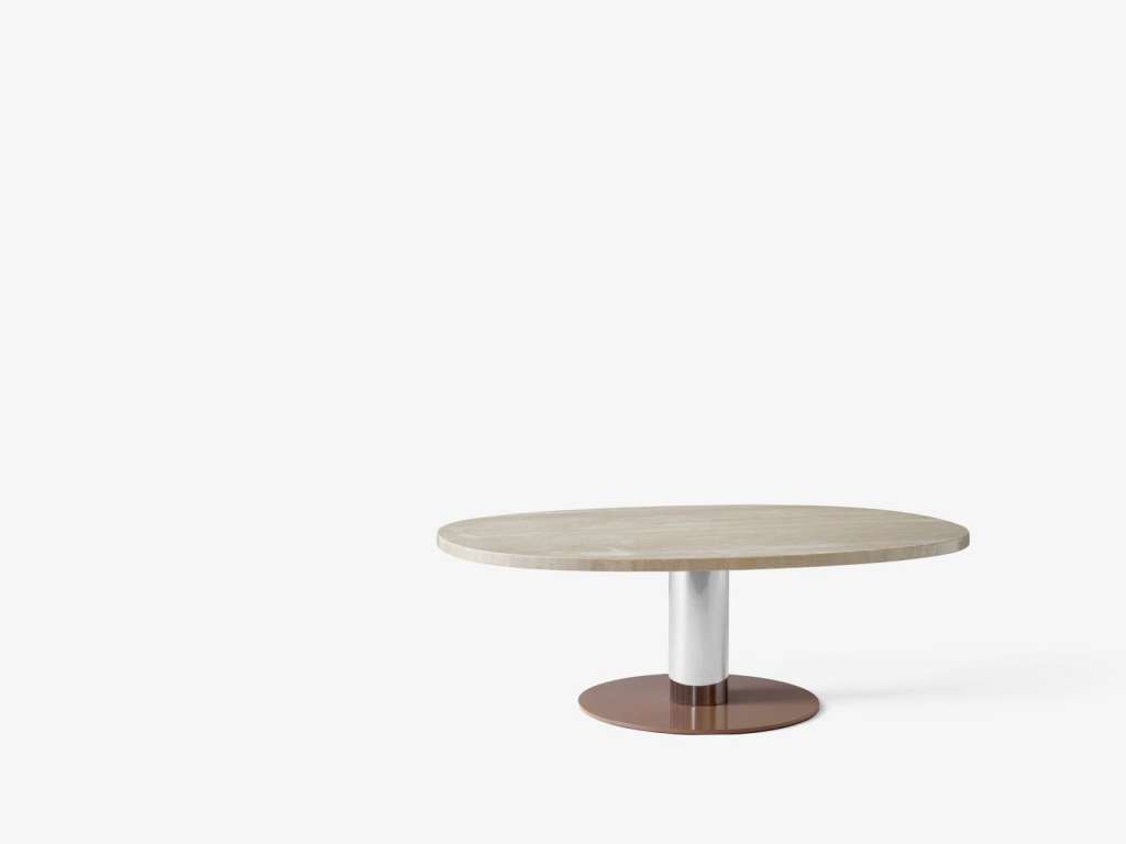 andTRADITION - Mezcla Couchtisch - Travertine/Chrome/Clay - 120 x 90 cm - indoor