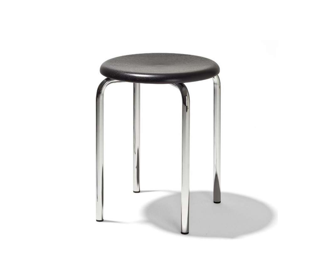 Richard Lampert - Tom Stapelhocker - Sitz Eiche schwarz - Gestell verchromt - indoor