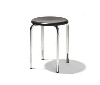 Richard Lampert - Tom Stapelhocker - Sitz Eiche schwarz - Gestell verchromt - indoor