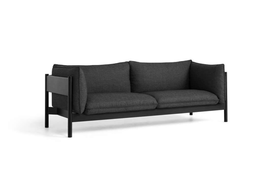HAY - Arbour 3 Sitzer Sofa - Re-wool 198 - Gestell Buche schwarz lackiert - indoor