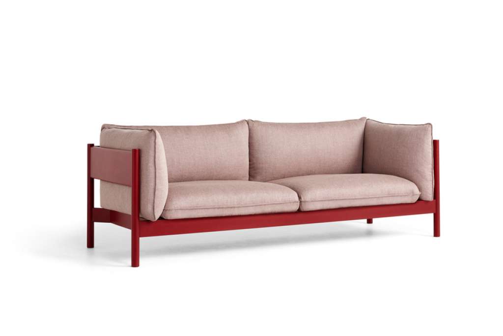 HAY - Arbour 3 Sitzer Sofa - Re-wool 648 - Gestell Buche wein rot lackiert - indoor